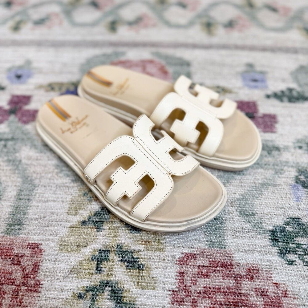Sam Edelman White Valeri Slide Sandals Size 8 Cutout H Resort Beachy Coastal